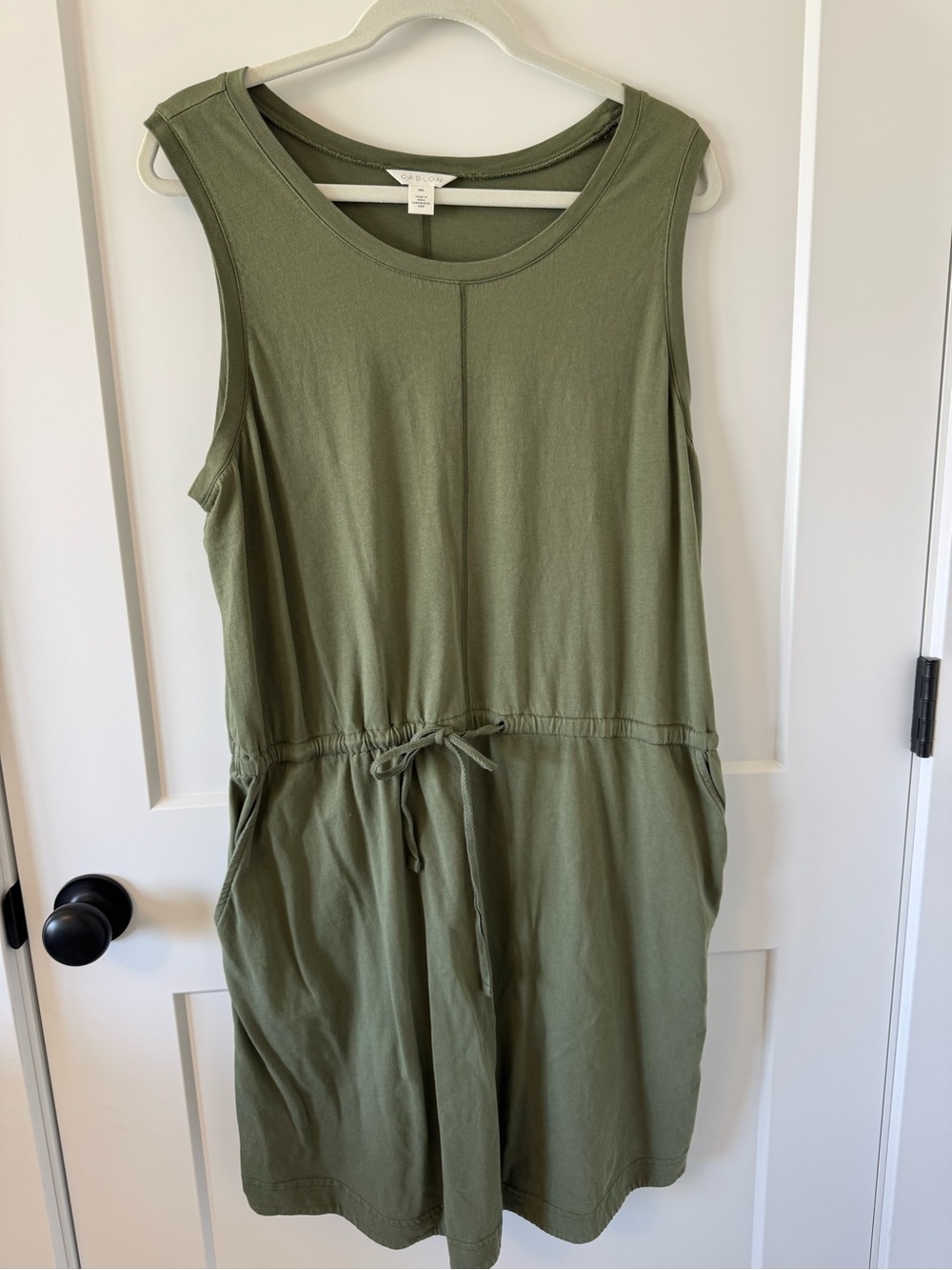 Caslon Olive Green Sleeveless Drawstring Waist Dress Size XXL